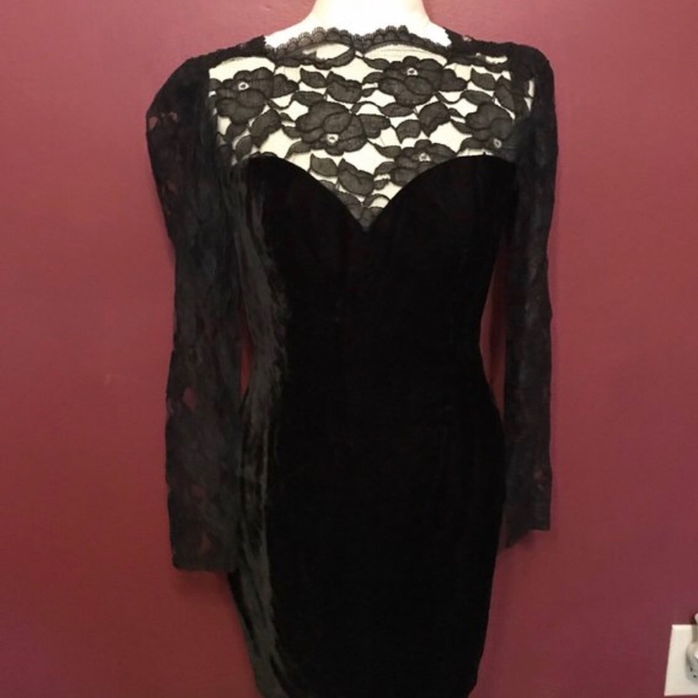 Vintage lace and velvet mini dress